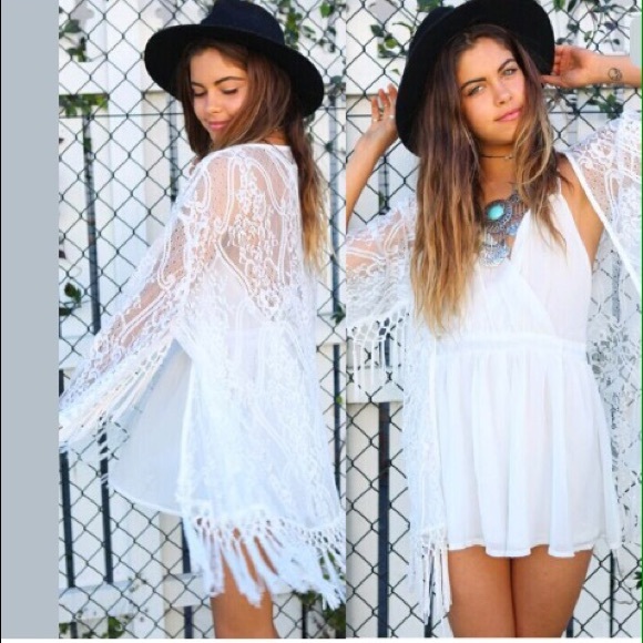 Boho Lace Fringe Kimono