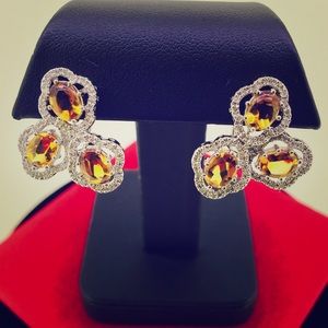 Diamond citrin earring