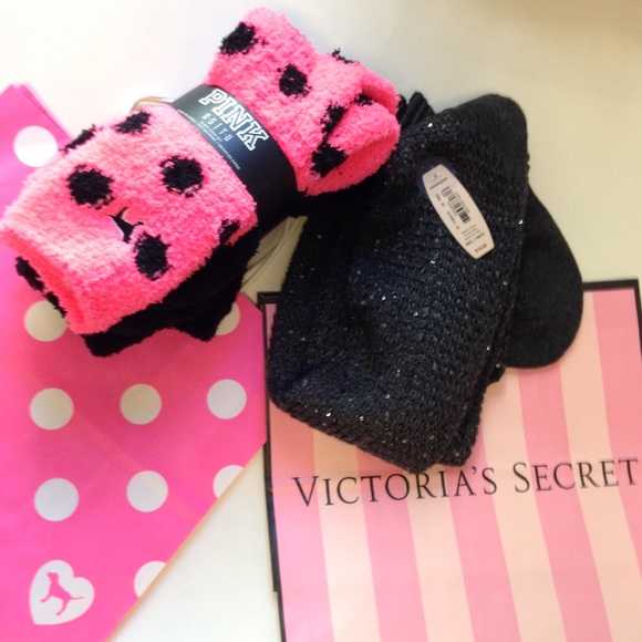 Victoria's Secret sequin socks and PINK socks