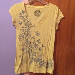 Cute Yellow Floral VNeck Tshirt