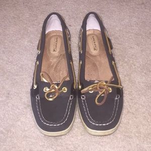 Sperry Top Sider Black and Cheetah Print Shoes