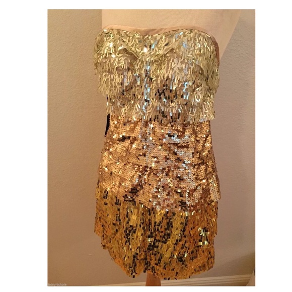 Bebe silver gold and bronze sequin mini dress!