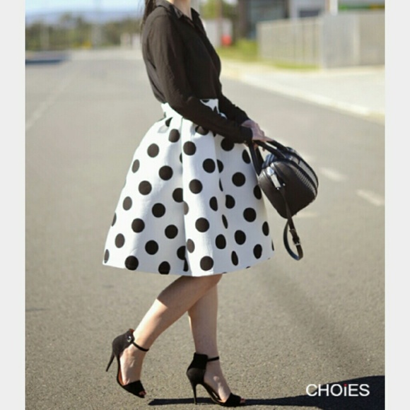 CHOIES POLKA DOT MIDI SKIRT