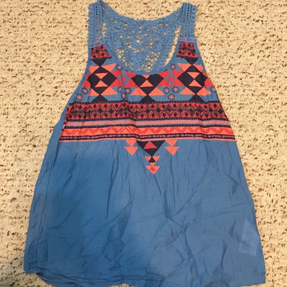 Blue tribal tank top