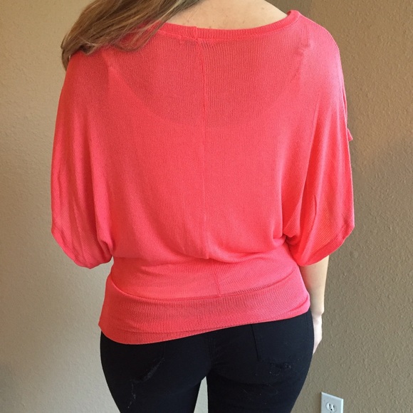 Coral Batwing Woven Top LAST LARGE! - Picture 2 of 4