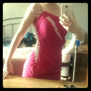 Pink jeweled prom dress