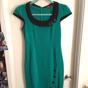 green and black dress