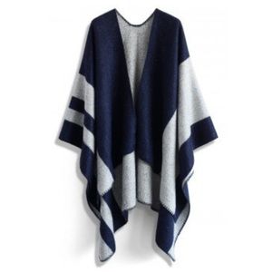Chicwish stripe Navy Blue and Grey Cape / Poncho S