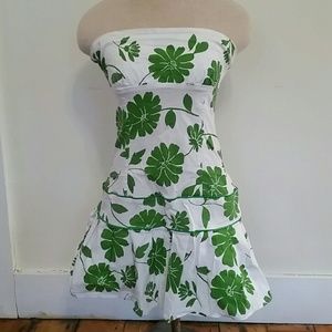 Mystic White Dress with Green Floral Print