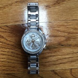 Silver Fossil Watch