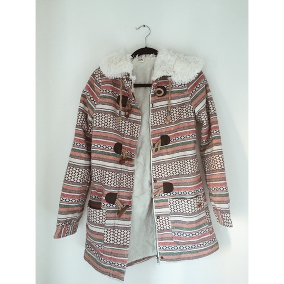 Roxy Tribal Printed Striped Coat