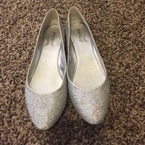 Sparkly silver flats