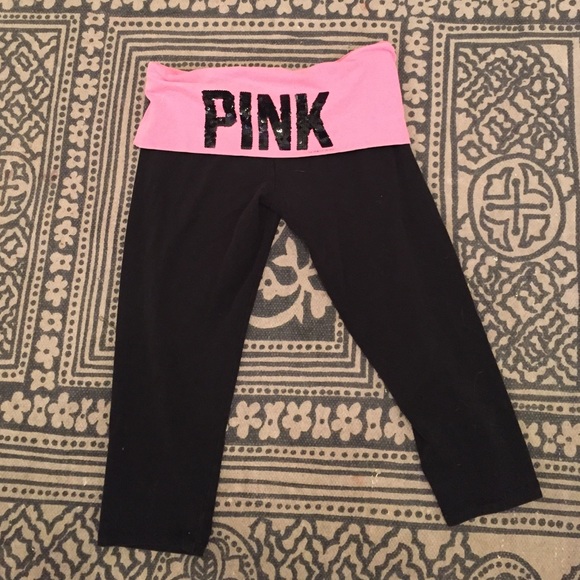 VS PINK sequin Capri leggings yoga pants
