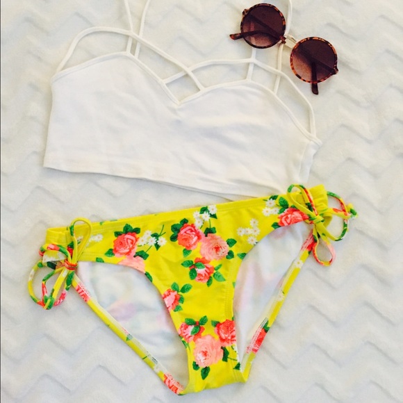 Yellow floral bikini bottoms