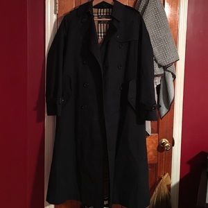 Navy blue men's Burberry trench coat
