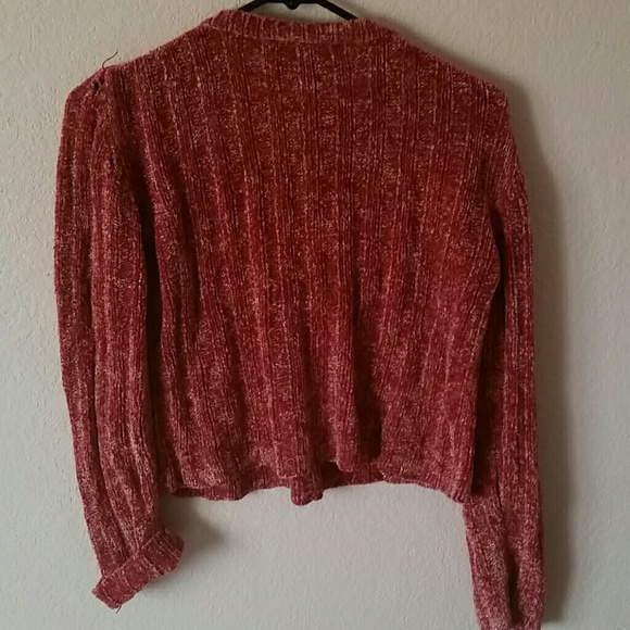 Red Knit Crop Sweater - Picture 3 of 4