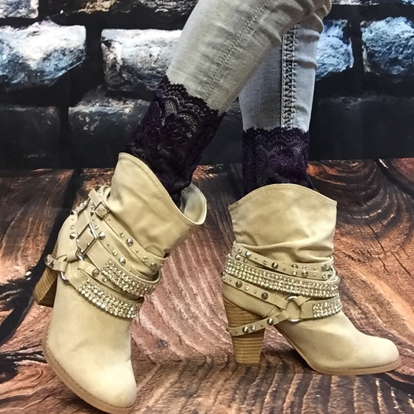 Dark purple lace boot socks / warmers - Picture 2 of 4