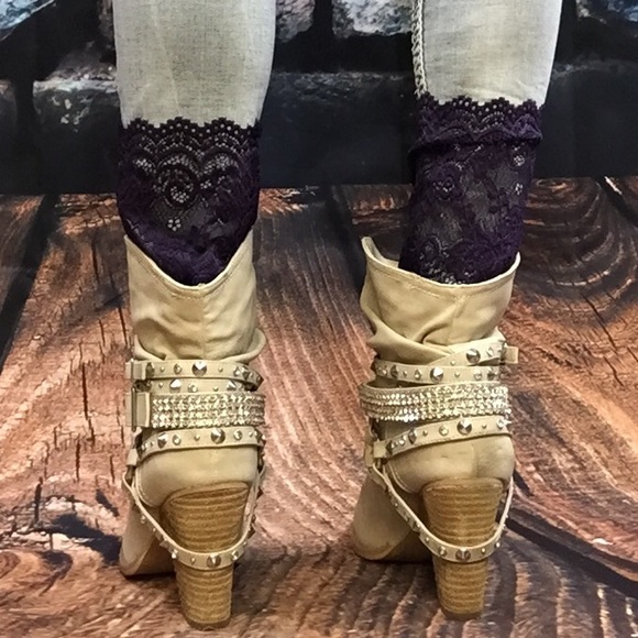 Dark purple lace boot socks / warmers - Picture 3 of 4