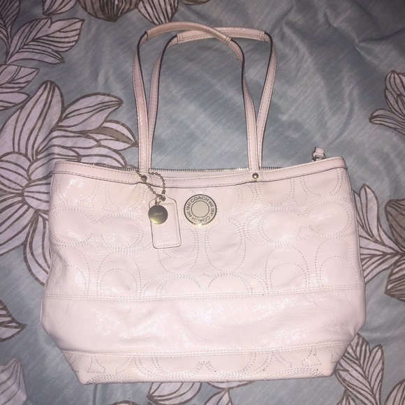 **SOLD** Authentic Patent Leather White Coach