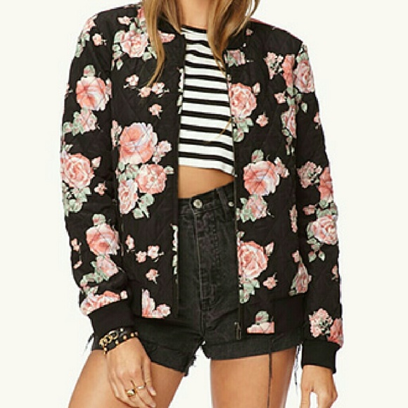 Bogo! Floral padded bomber jacket