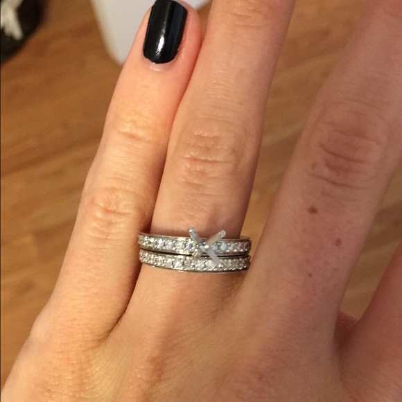 Pave Diamond Engagement Ring and Wedding Band