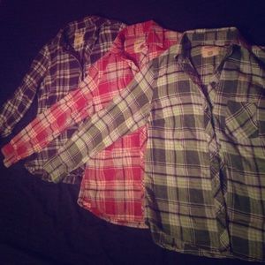 3 Flannel Button Down Shirts