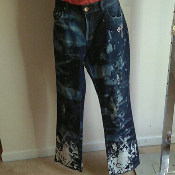 Custom design distress denim pants
