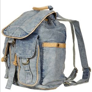 Like New Topshop Blue Acid Wash Backpack Denim