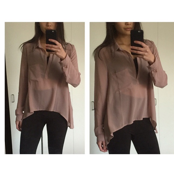 NWOT Tobi Dusty Mauve Pocket Blouse - Picture 6 of 6