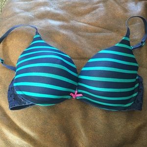Navy and Teal Stripped Bra!!