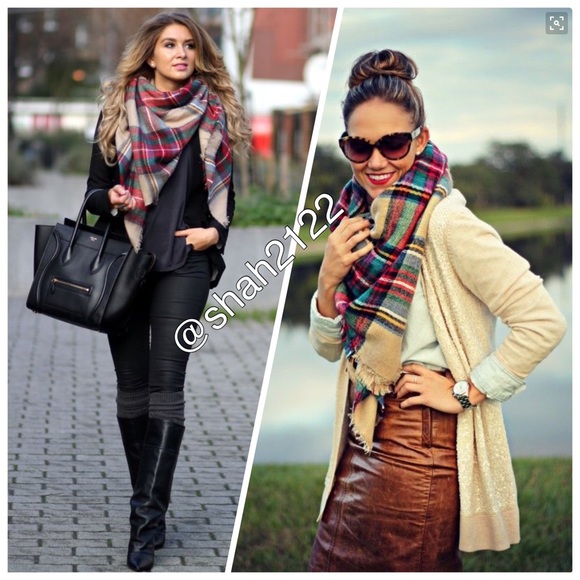 Tartan Blanket Plaid scarf wrap shawl checked - Picture 5 of 7