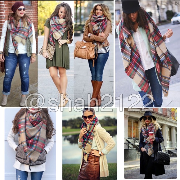 Tartan Blanket Plaid scarf wrap shawl checked - Picture 6 of 7