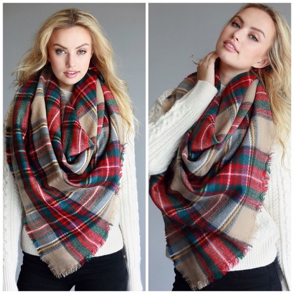 Tartan Blanket Plaid scarf wrap shawl checked - Picture 7 of 7