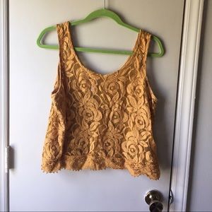 Yellow lace crop top