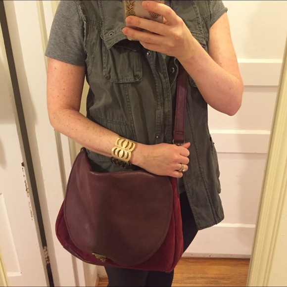 Target Handbags - Burgundy suede crossbody bag