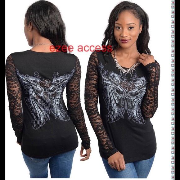 New lace long sleeves tee shirt top Sexy - Picture 2 of 3