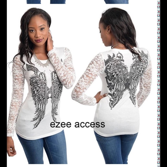 New lace long sleeves tee shirt top Sexy - Picture 3 of 3