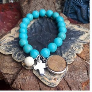Turquoise Stretch Bracelet with Charms