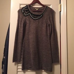Brown beaded sweater dress
