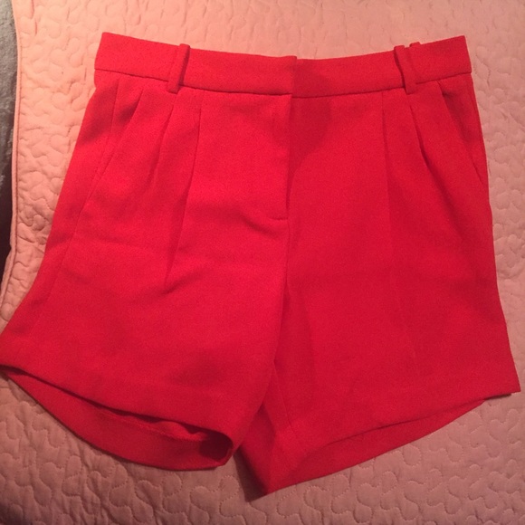 J. Crew red crepe pleated shorts size 2