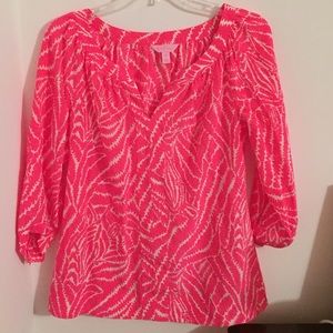 Lilly Pulitzer bright pink blouse