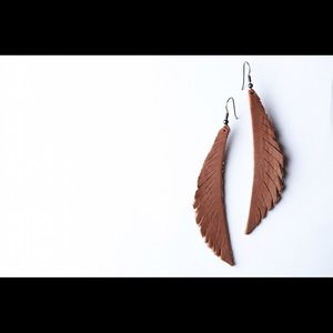 Leather feather earrings