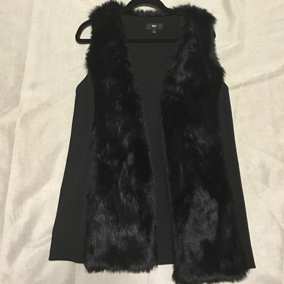 Black fur panel vest
