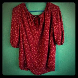 Burgundy and Gold Blouse