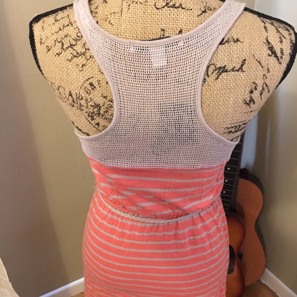 Super Cute stripe mesh racer back orange dress S - Picture 4 of 4