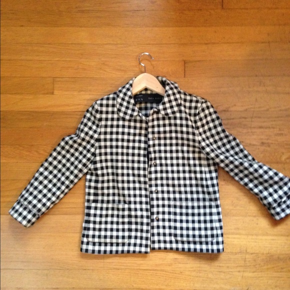 Zara black and white gingham jacket