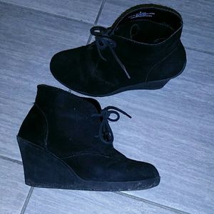 Black wedge booties