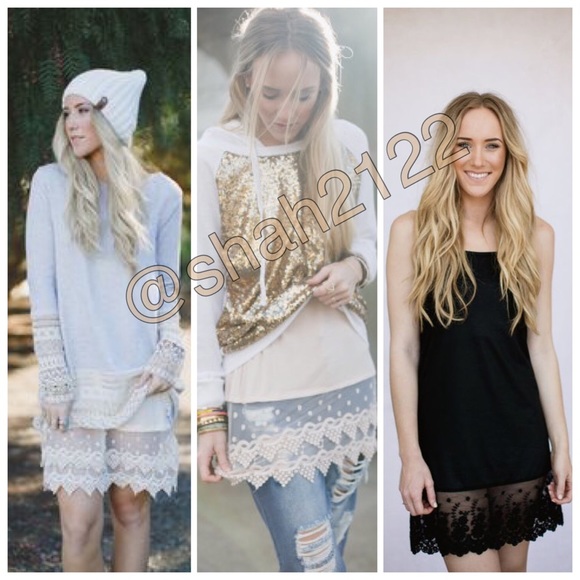 Lace Slip Dress Tunic Top Extender Midi Cami - Picture 3 of 4