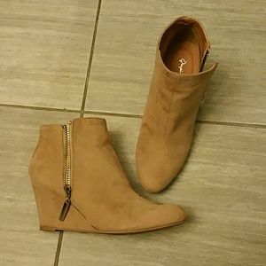 Taupe wedge booties