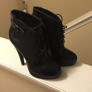 Black leather booties